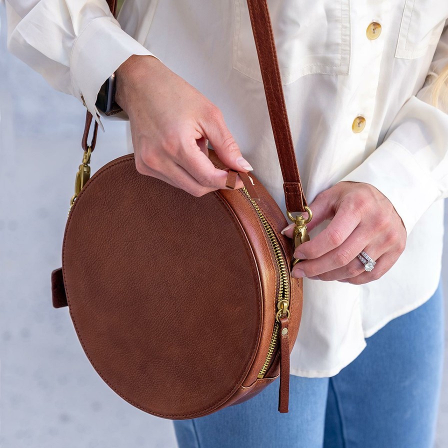 Bags & Accessories Levenger Crossbodies | Circalette Crossbody Brandy