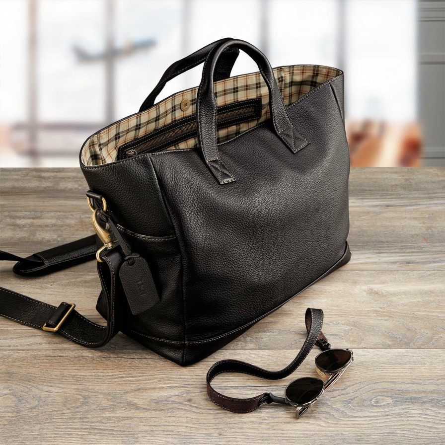 Bags & Accessories Levenger Crossbodies | Bomber Jacket Flight Plan Leather Tote Mocha