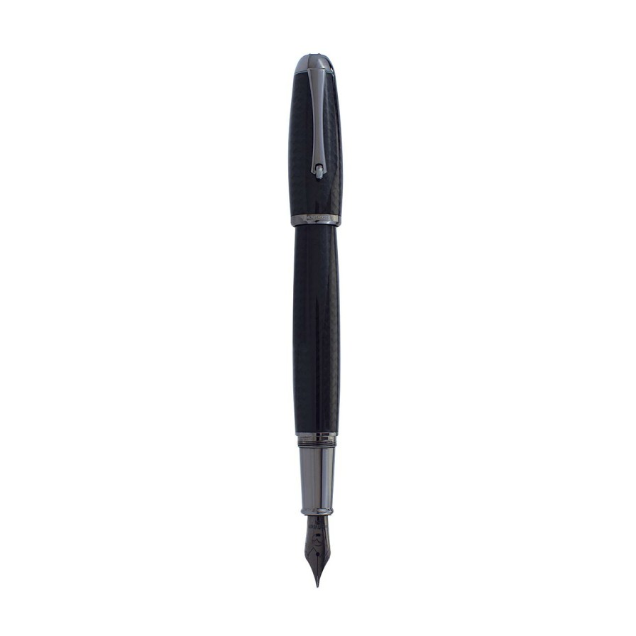 Writing Levenger Fountain Pens | Monteverde Super Mega Carbon Fiber Fountain Pen Gunmetal