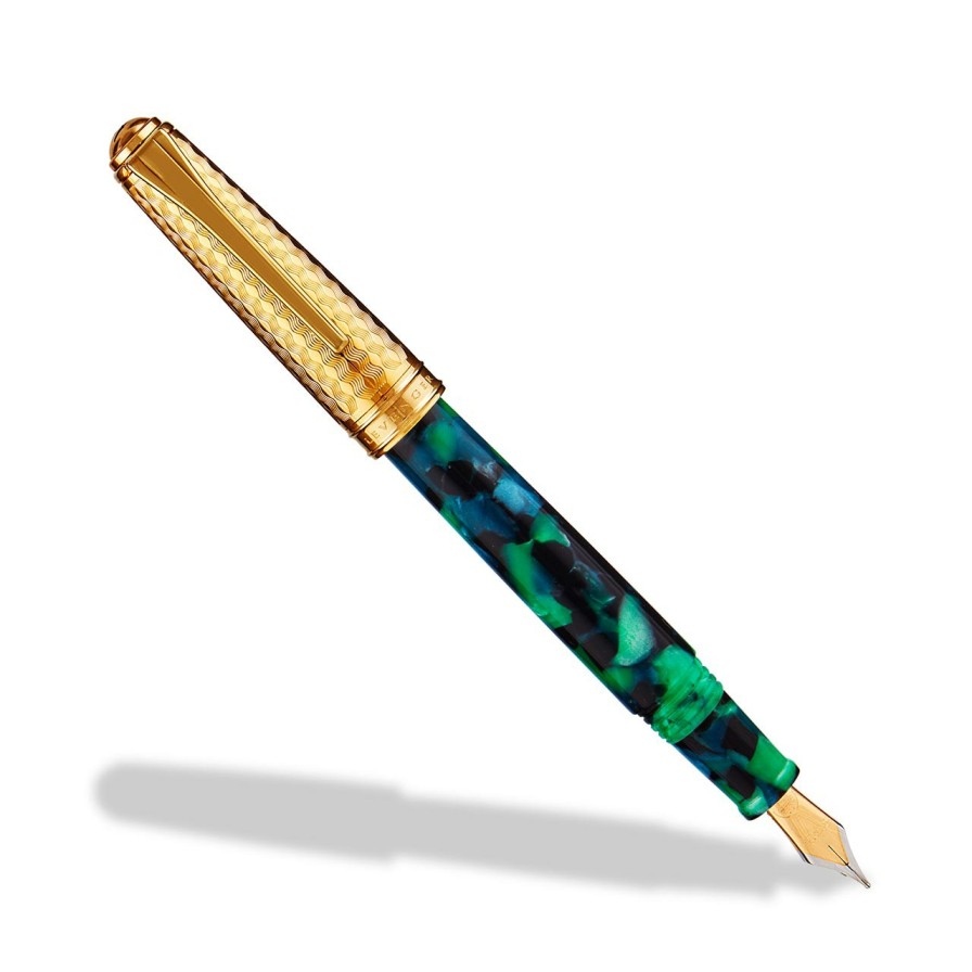 Writing Levenger True Writers | Levenger Wintergreen Herringbone Fountain Pen