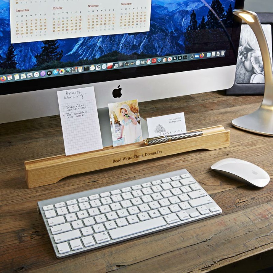 Home & Office Levenger Workspace Organizers | Nantucket Bamboo Note Card & Pen Holder Natural