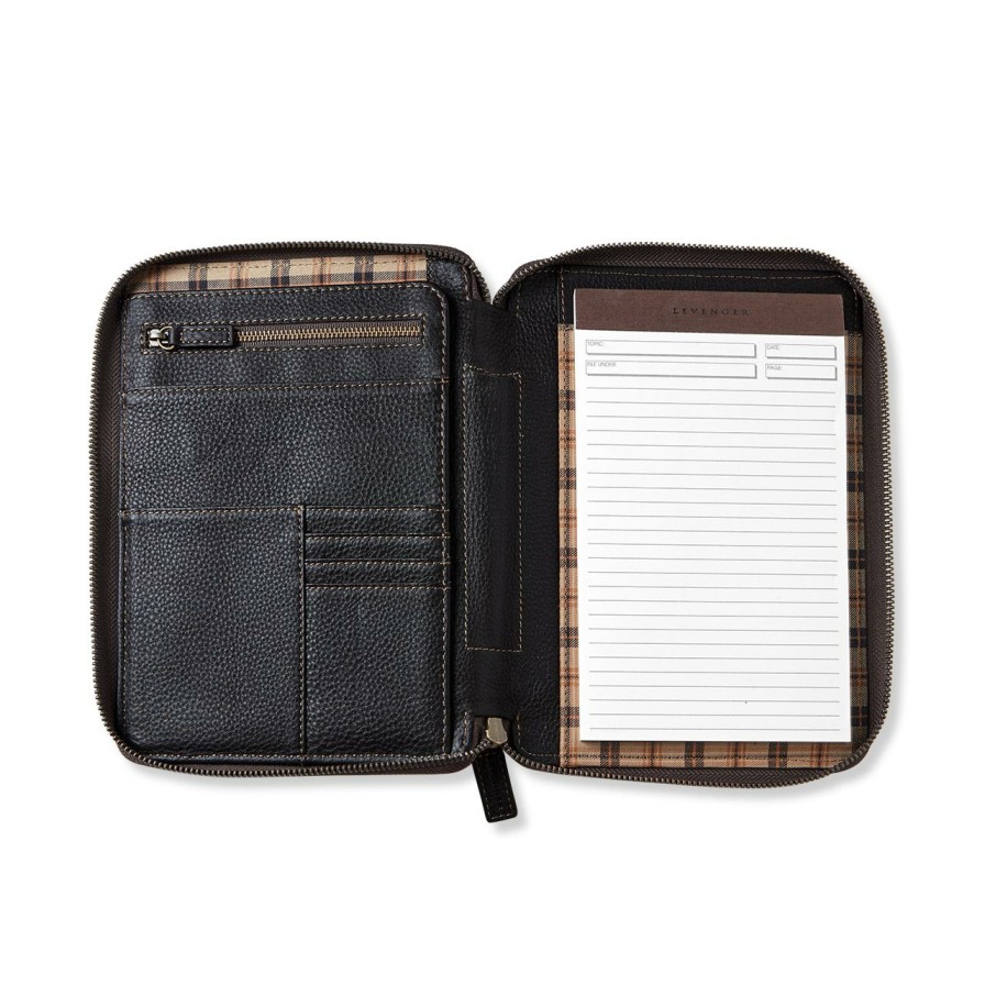 Notebooks & Stationery Levenger Padfolios | Bomber Jacket Zip Folio Mocha