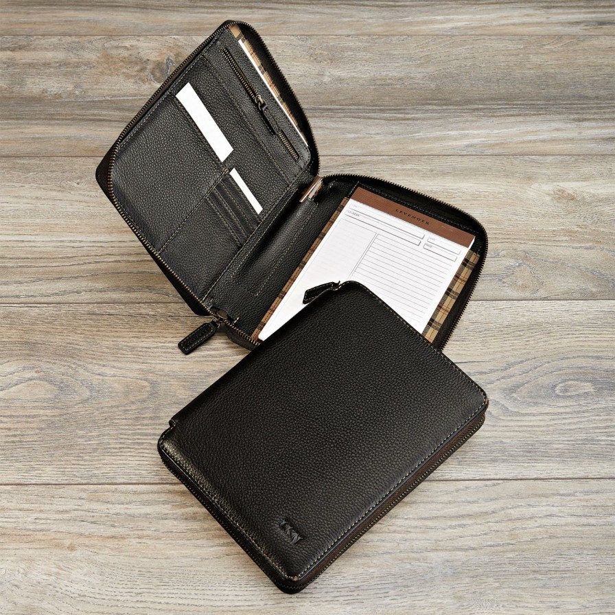 Notebooks & Stationery Levenger Padfolios | Bomber Jacket Zip Folio Mocha