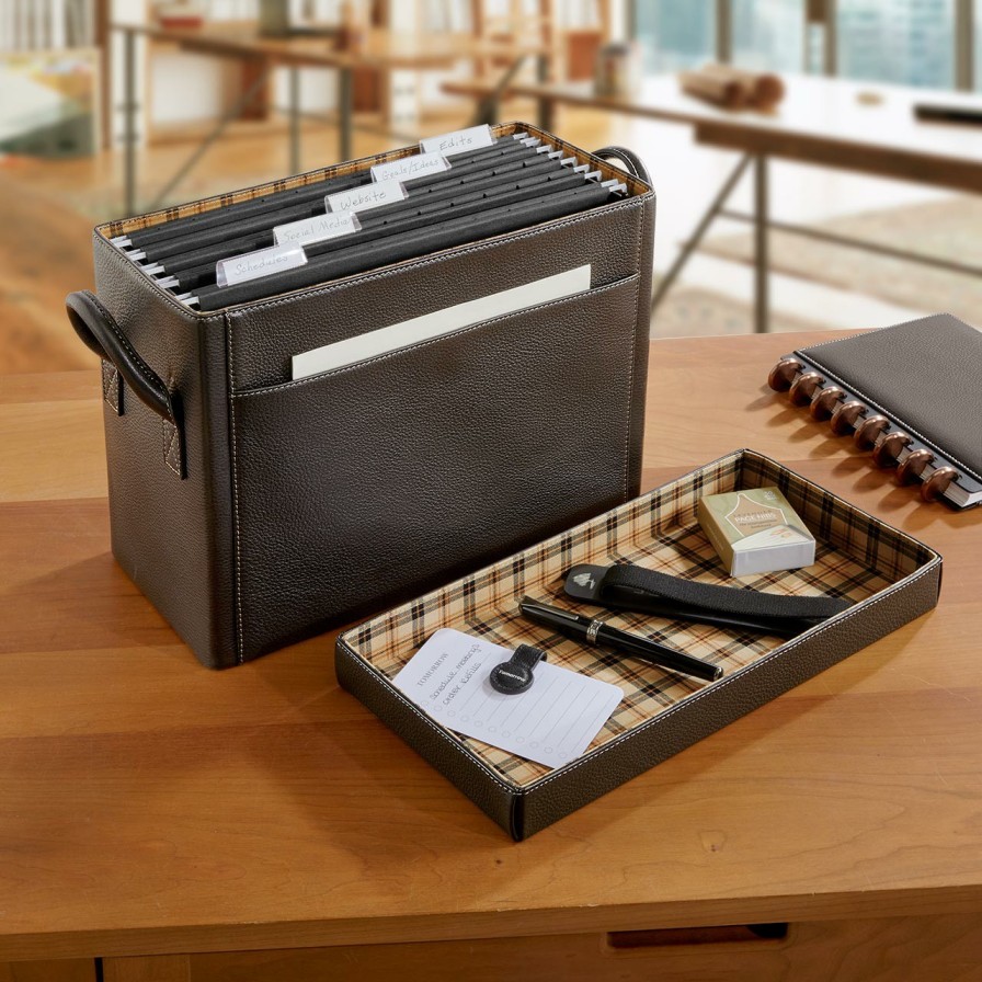 Home & Office Levenger Filing & Folders | Bomber Jacket Desk File Holder Mocha