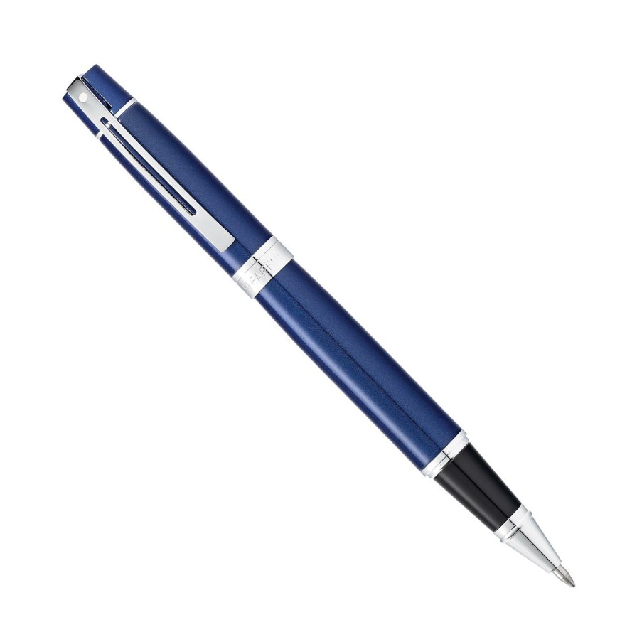 Writing Levenger Rollerball Pens | Sheaffer 300 Glossy Blue With Chrome Trim Pen