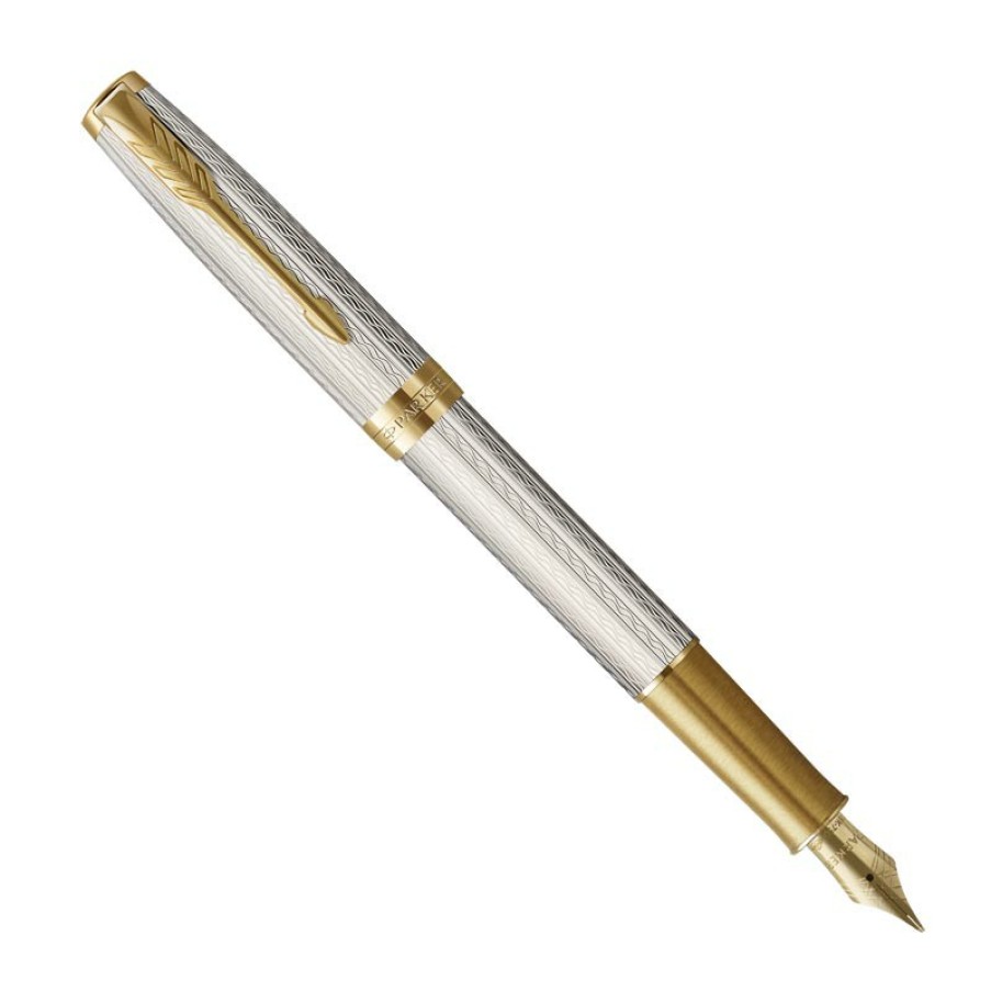 Writing Levenger Fountain Pens | Parker Sonnet Refresh Silver Mistral Fountain Pen