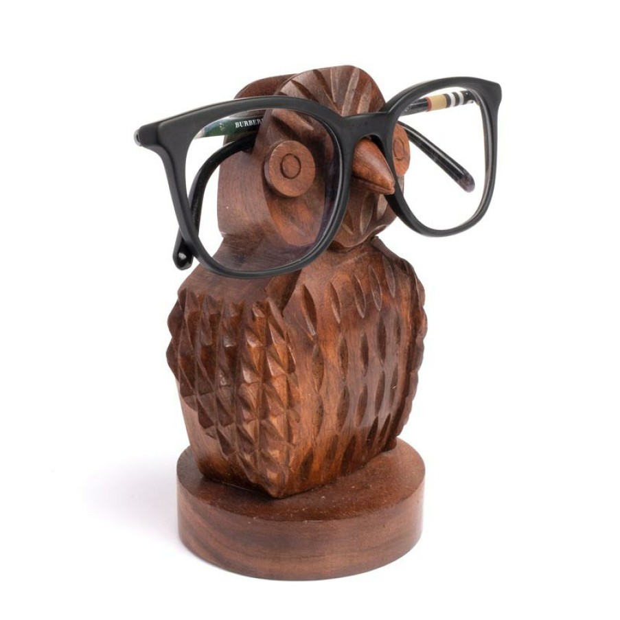 Home & Office Levenger Decor | Carved Owl Eyeglass Holder