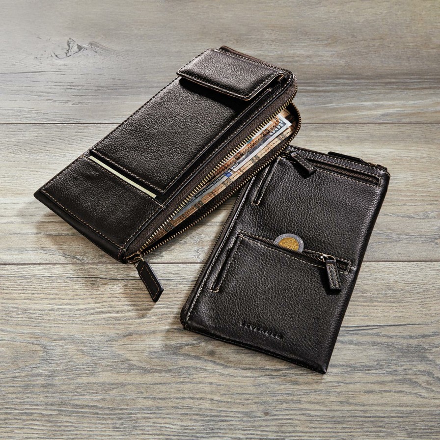 Bags & Accessories Levenger Wallets & Card Cases | Bomber Jacket First-Class Traveler Wallet Mocha