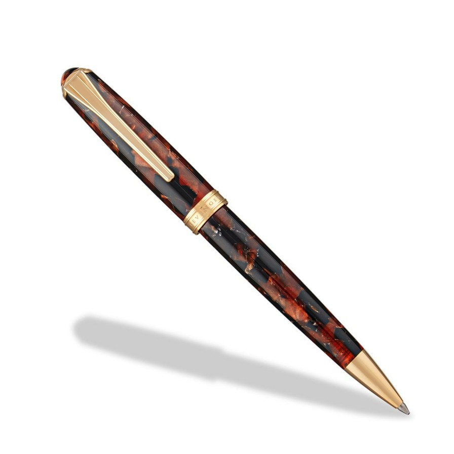 Writing Levenger Levenger Pens | True Writer Slim Golden Dark Tortoise Pen