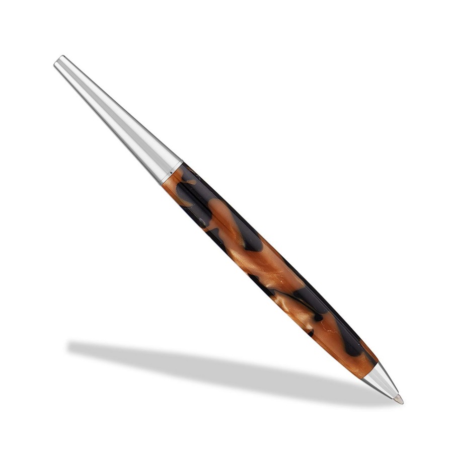 Writing Levenger Levenger Pens | Peninsula Ballpoint Pen And Pencil Double Stand Set Tortoise