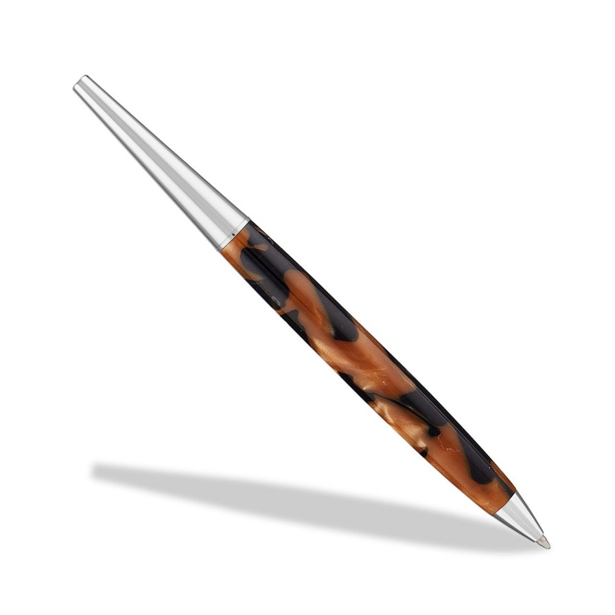 Writing Levenger Cases & Stands | Peninsula Ballpoint Pen And Pencil Double Stand Set Tortoise