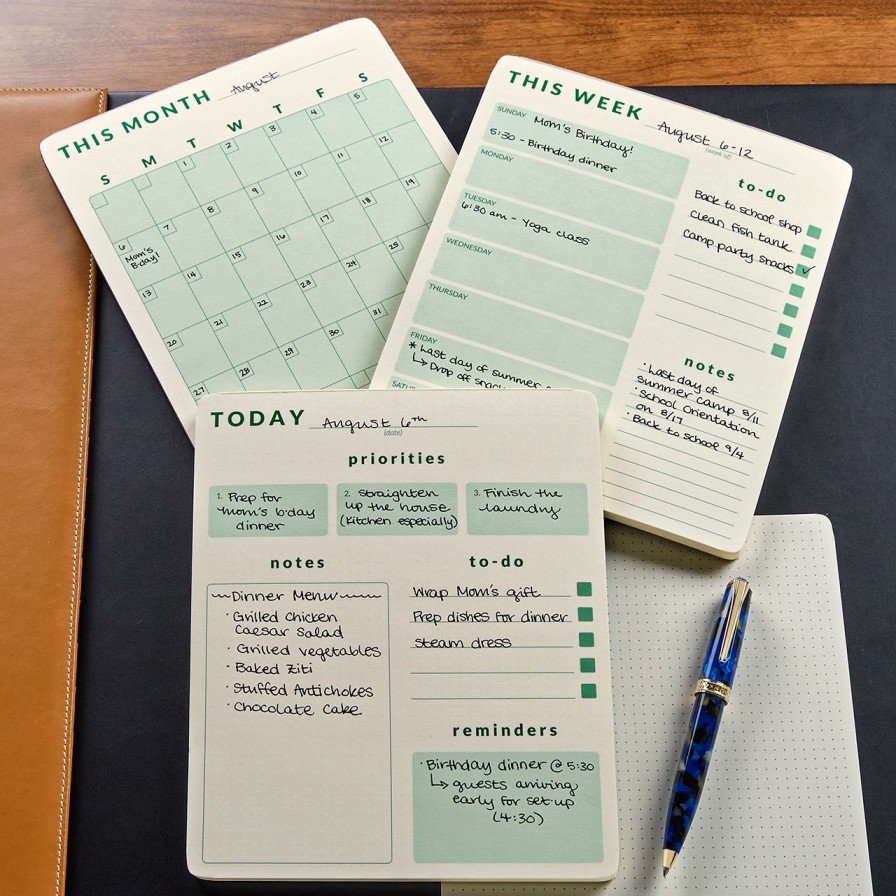 Notebooks & Stationery Levenger Desk Pad & Card Planners | Daily-Weekly-Monthly Planner Pad Trio