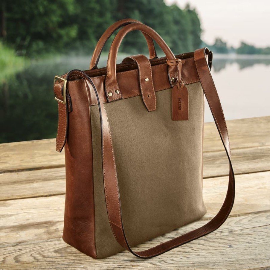 Bags & Accessories Levenger Handbags & Totes | Adventurer North/South Tote Olive