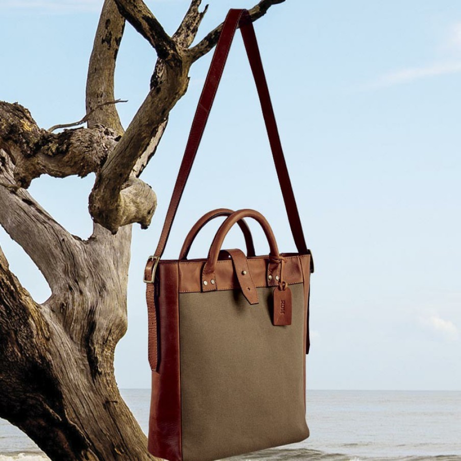 Bags & Accessories Levenger Handbags & Totes | Adventurer North/South Tote Olive