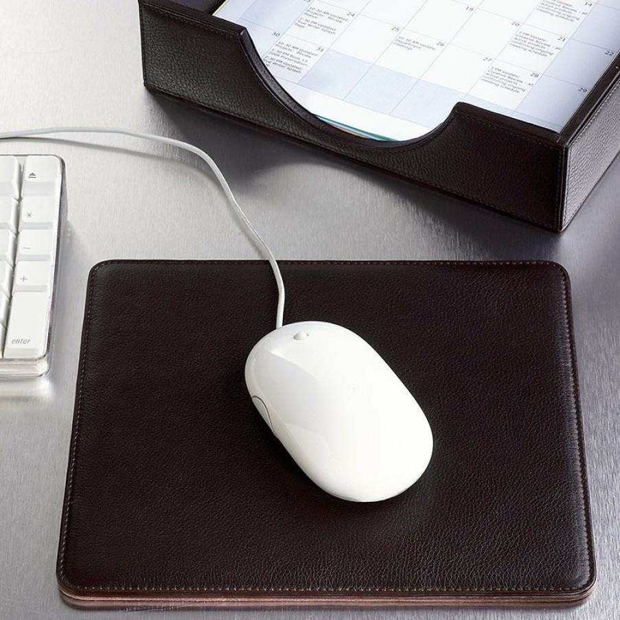 Home & Office Levenger Tech Essentials | Bomber Jacket Leather Mouse Pad Mocha