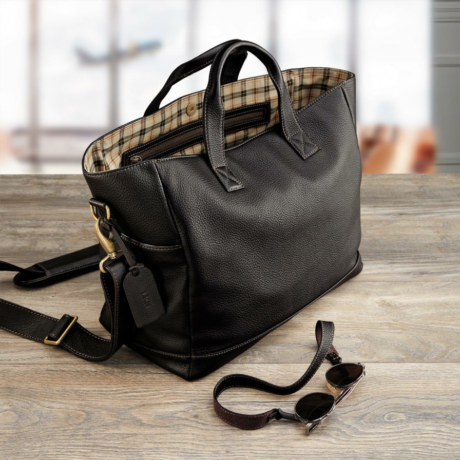 Bags & Accessories Levenger Handbags & Totes | Bomber Jacket Flight Plan Leather Tote Mocha